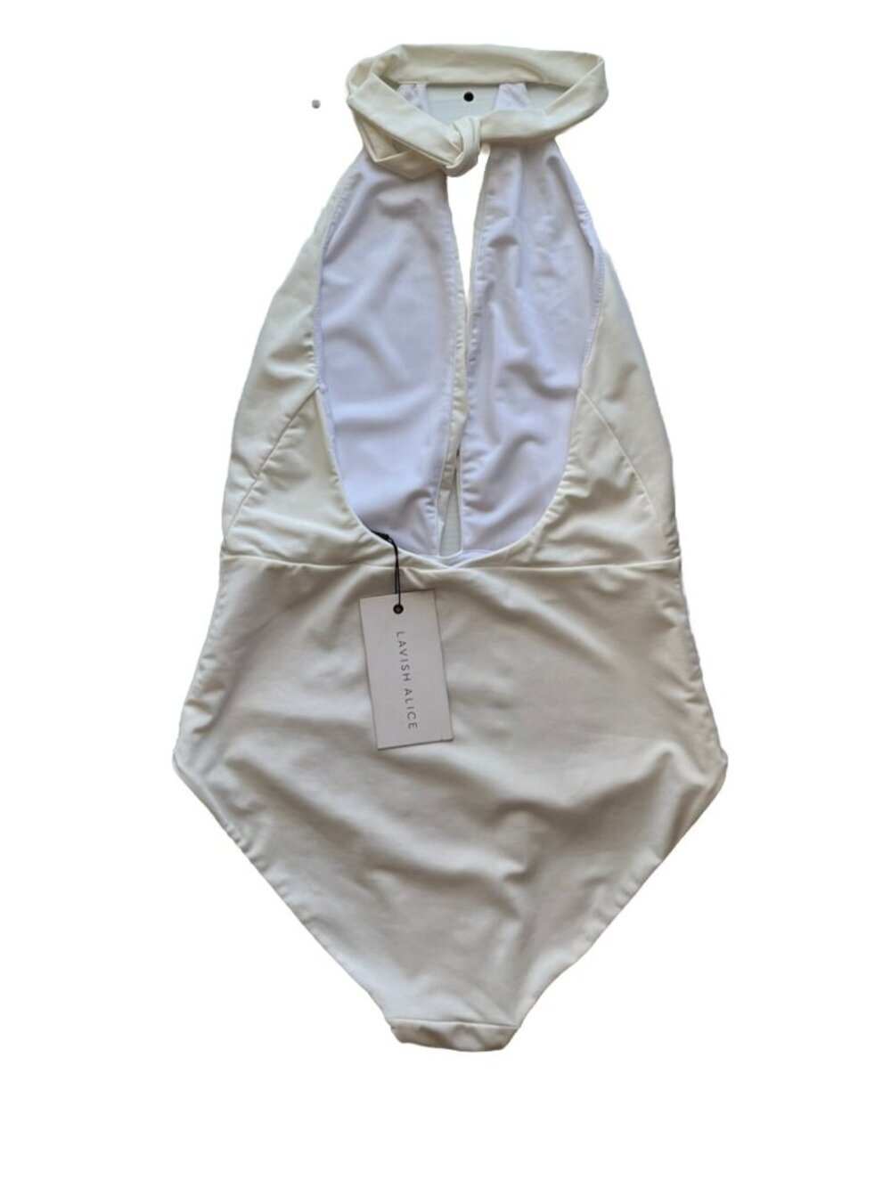Lavish Alice Deep Plunge One Piece Swimsuit ivory L - Picture 4 of 8